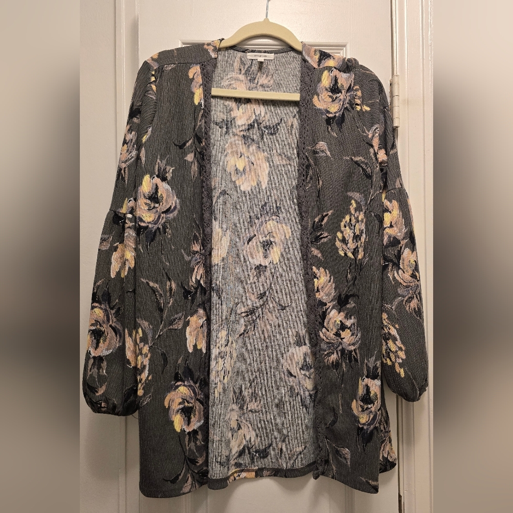 Maurices Floral Gray Cardigan